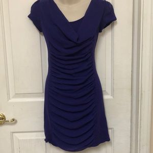 Purple Short Sleeve Ruched Dress